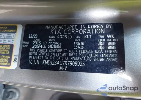 2024 Kia Soul Lx из США, поврежденный, VIN KNDJ23AU7R7909925